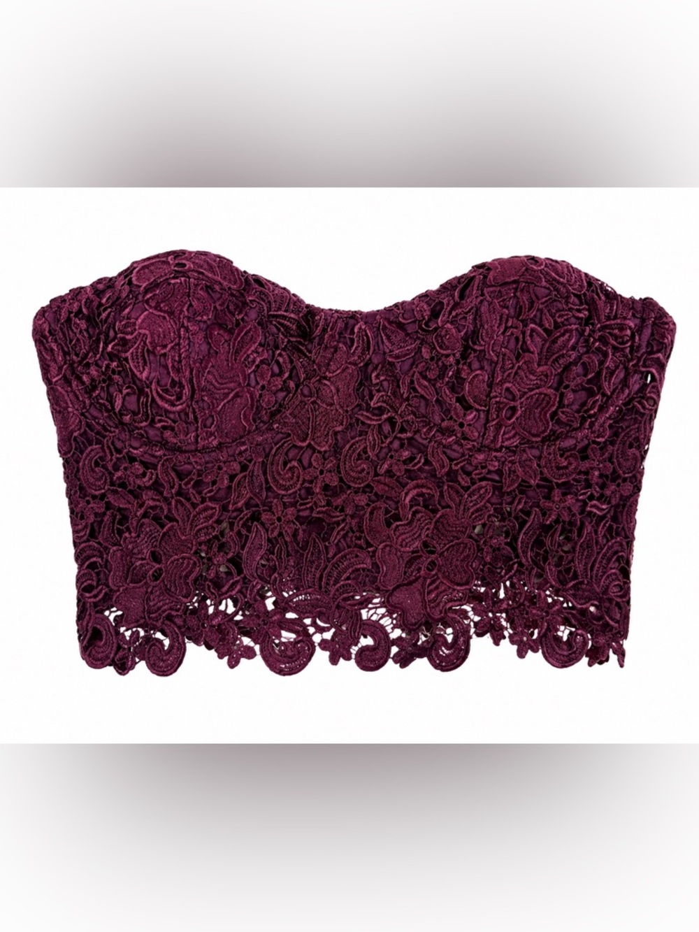 Kimchi Blue Lace Corset Burgundy Women’s L Strapless Floral Bustier UO